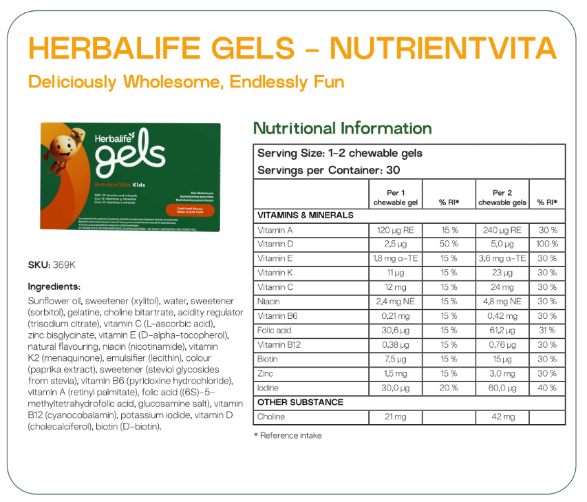 Herbalife Gels - NutrientVita Kids Tutti Frutti 30 chewable gels